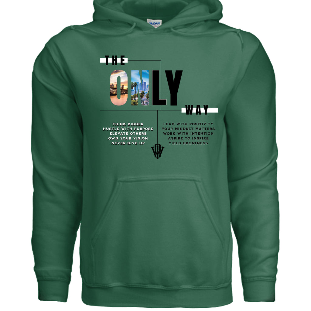 Build Greatness Daily hoodie with motivational graphics