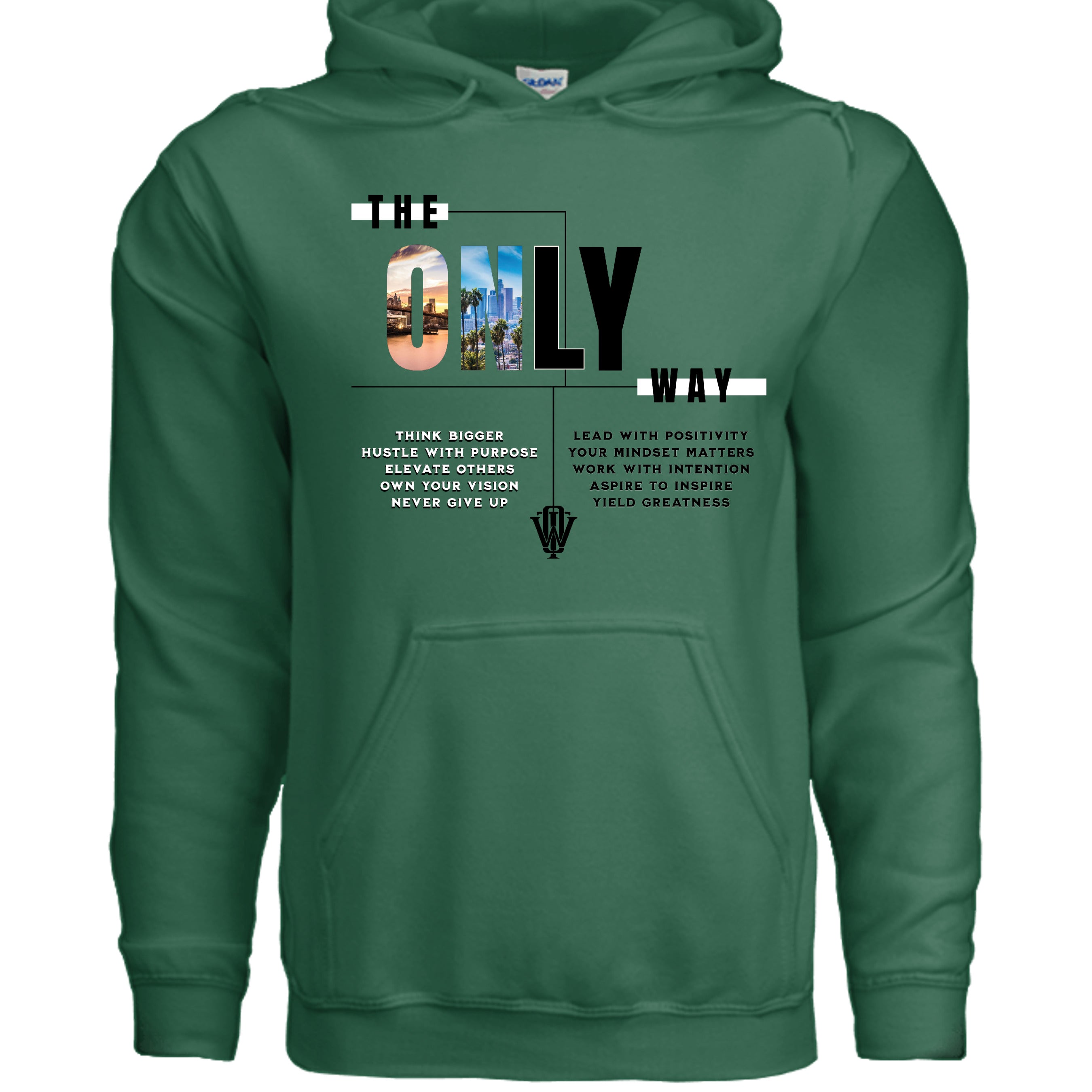 Build Greatness Daily hoodie with motivational graphics