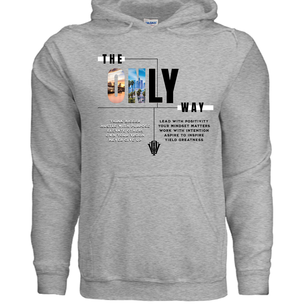 Build Greatness Daily hoodie with motivational graphics