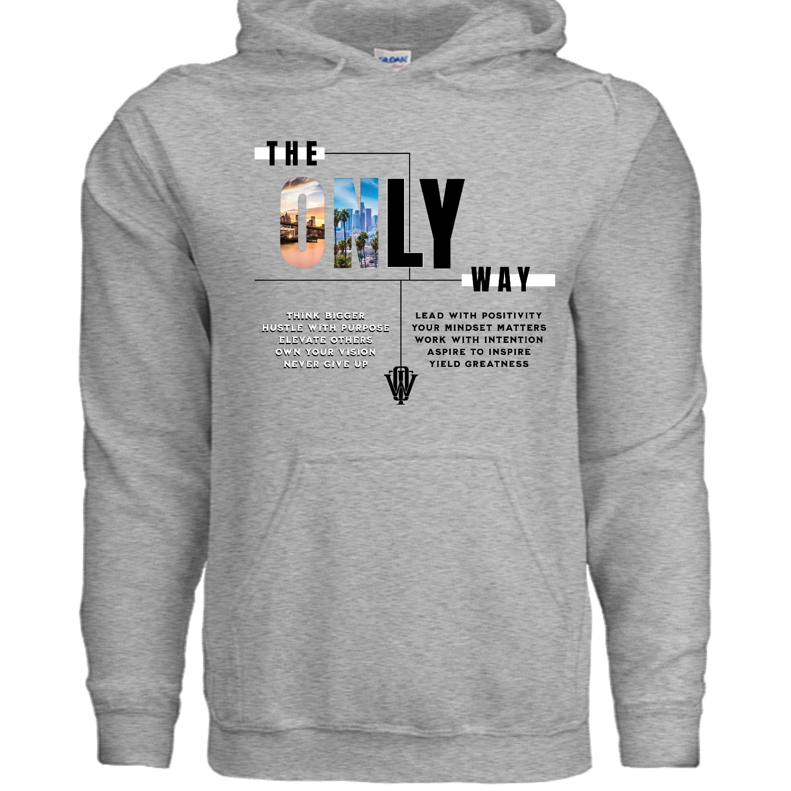 Build Greatness Daily hoodie with motivational graphics