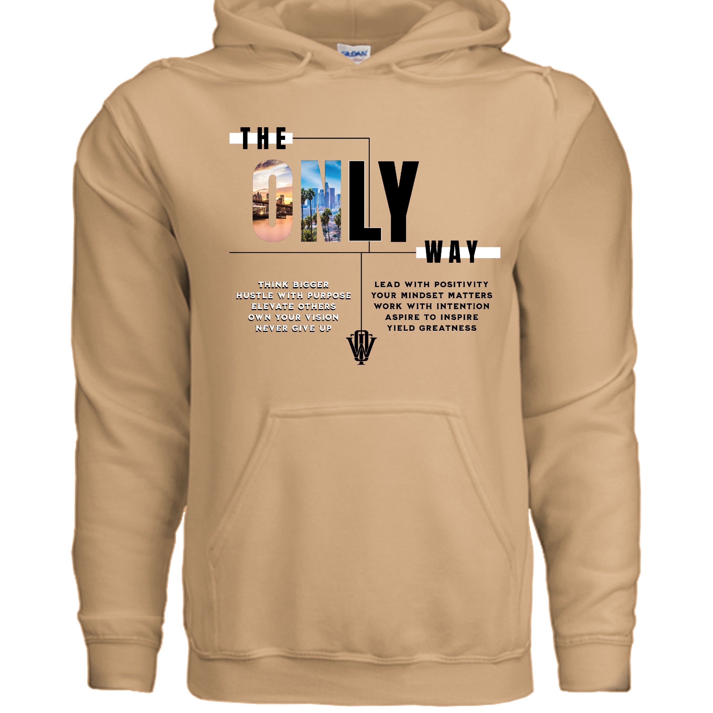 Build Greatness Daily hoodie with motivational graphics