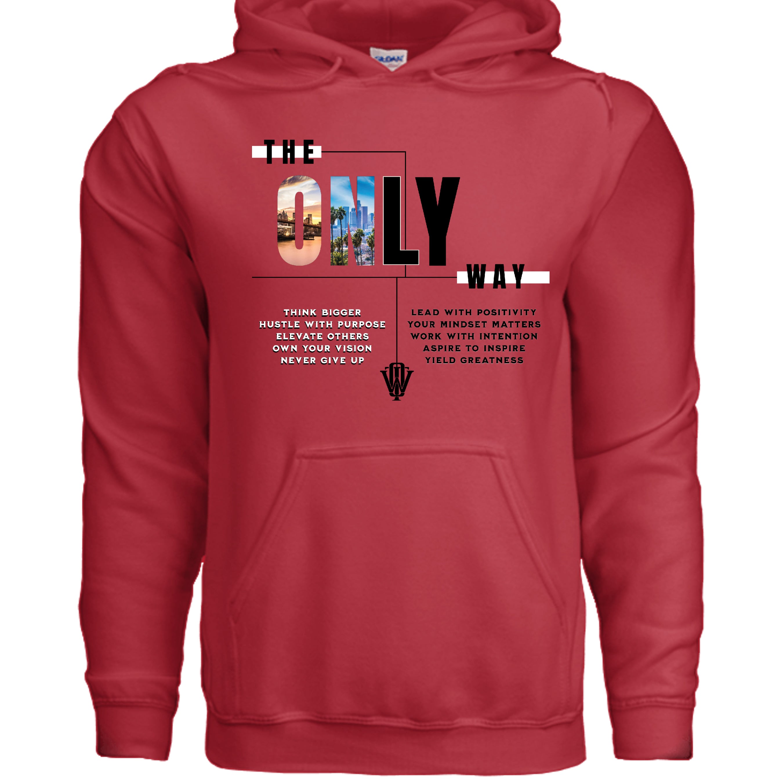 Build Greatness Daily hoodie with motivational graphics