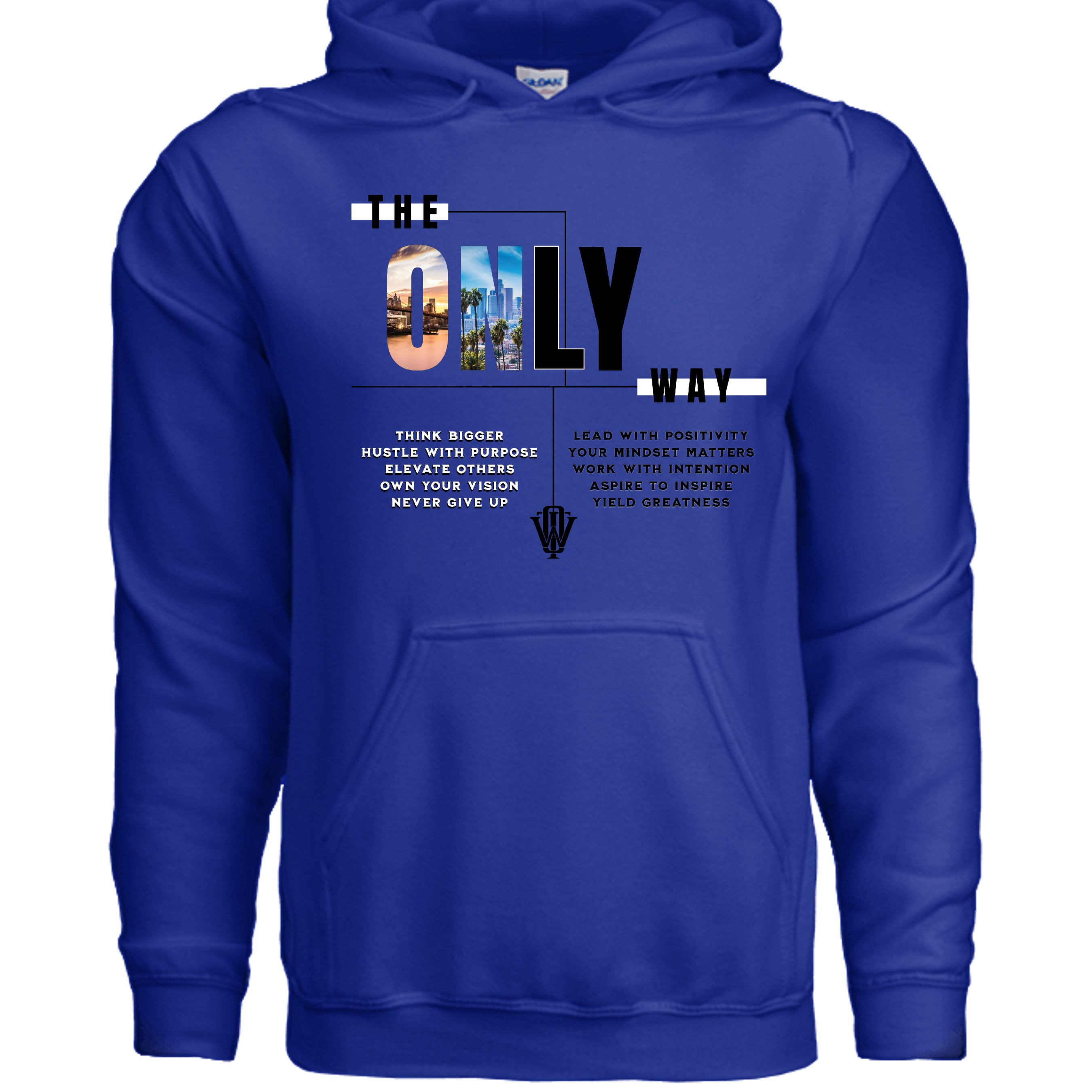 Build Greatness Daily hoodie with motivational graphics
