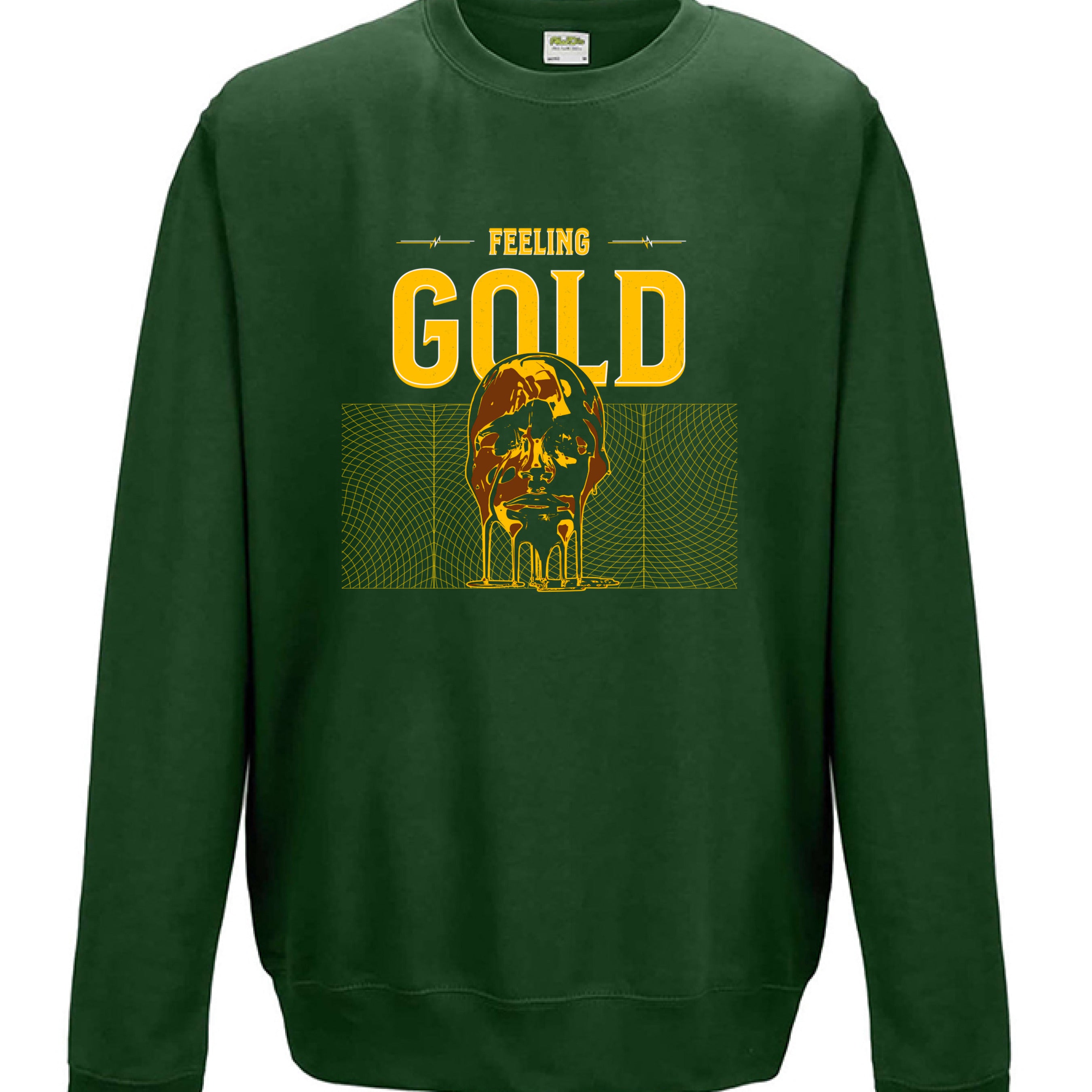 Inspirational fashion crewneck in gold streetwear style