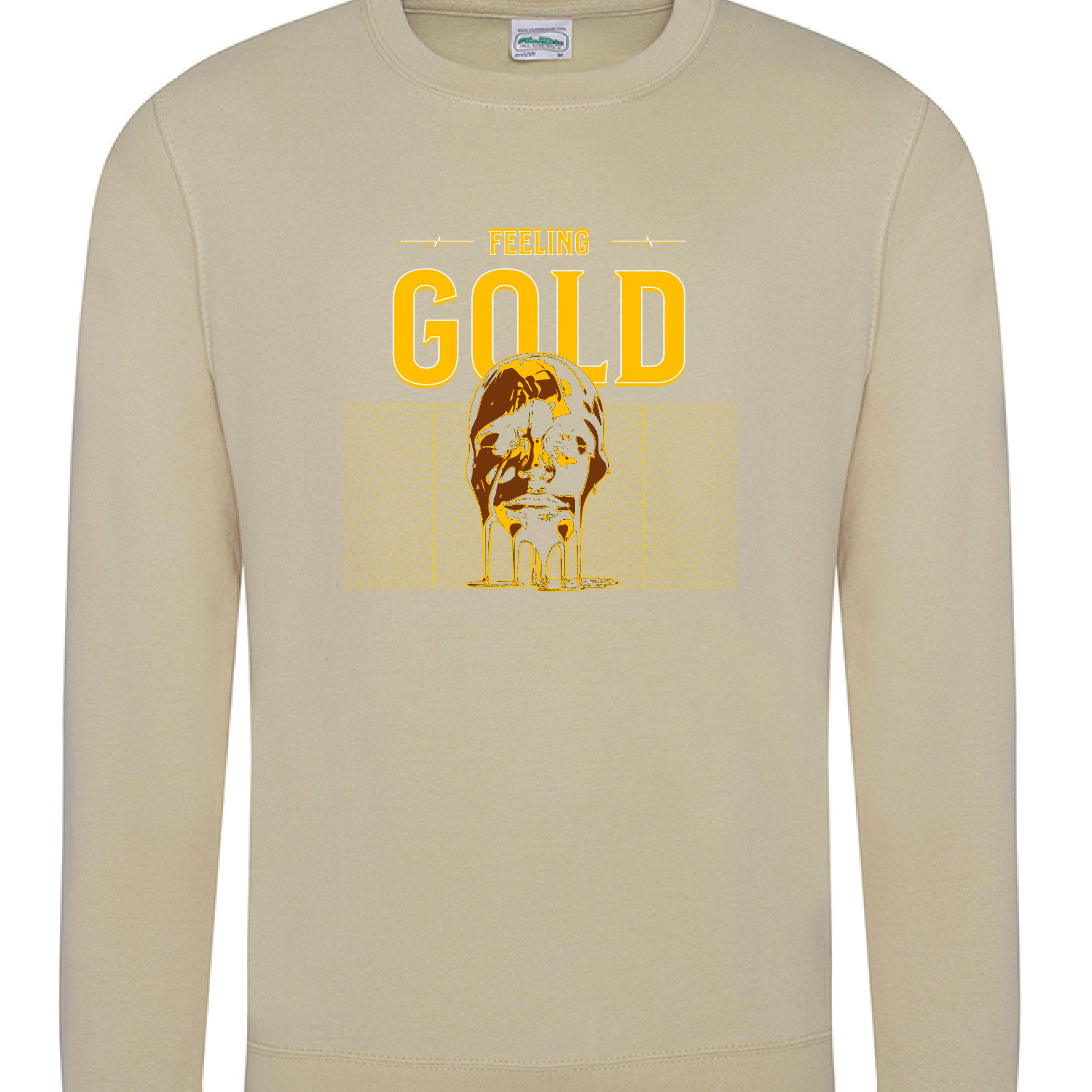 Inspirational fashion crewneck in gold streetwear style
