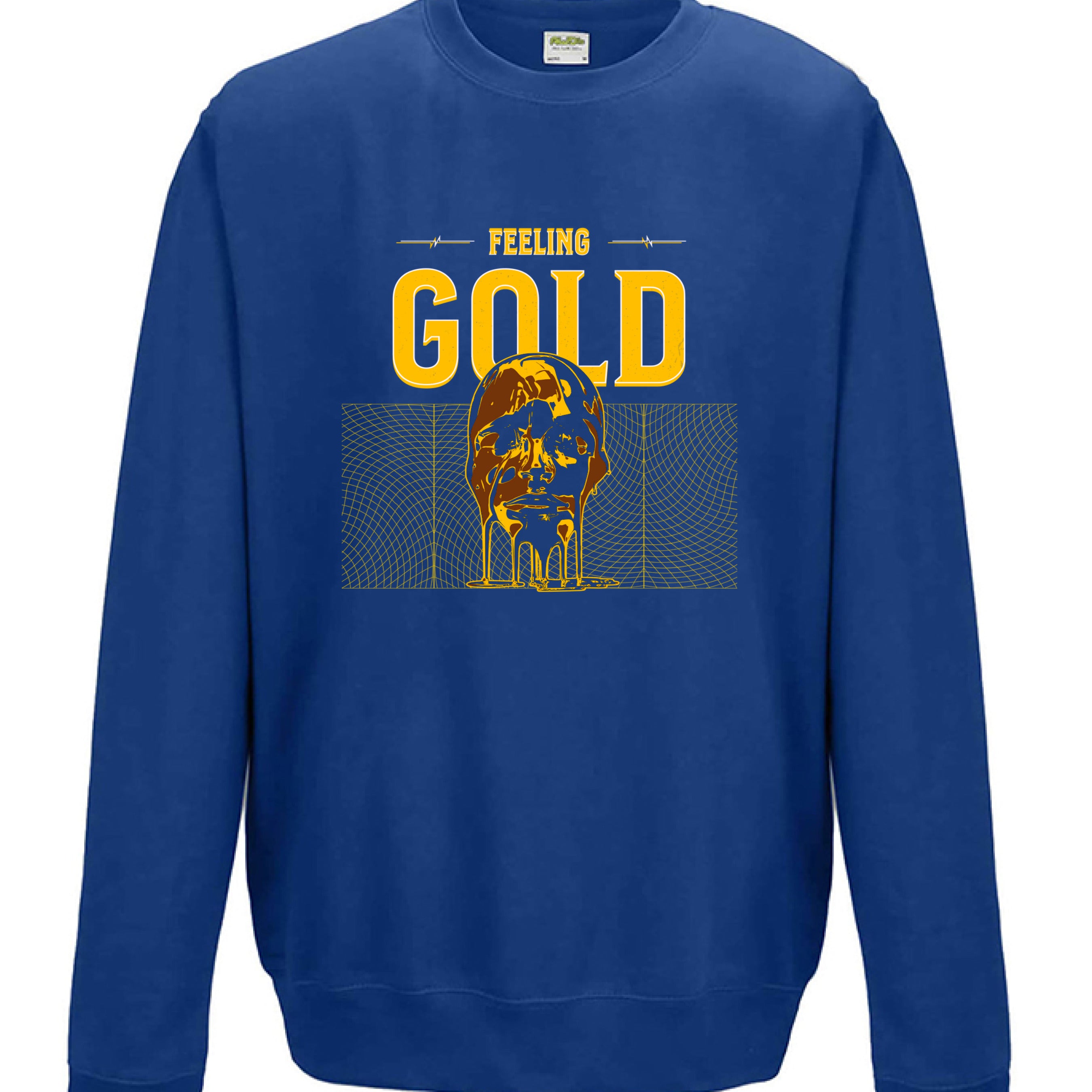 Inspirational fashion crewneck in gold streetwear style